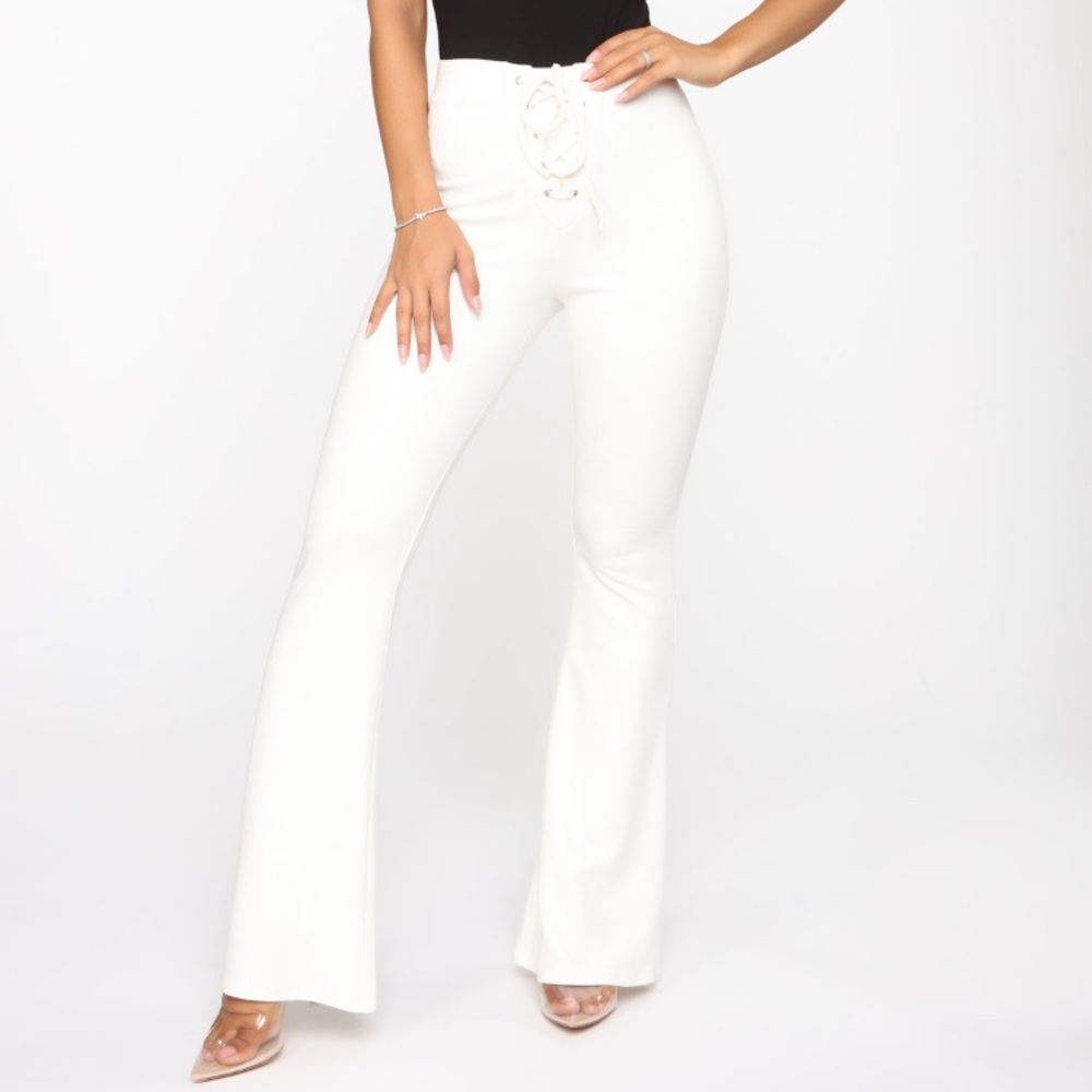 High rise lace up flair leggings